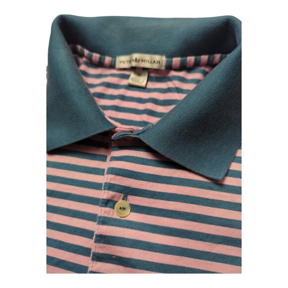 Peter Millar Polo Shirt Men's Size M Pink Striped - Picture 10 of 11